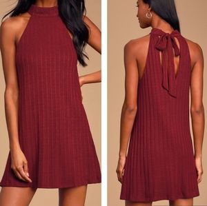Lulu's Burgundy Halter Mini Dress